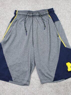 Nike Michigan Shorts Mens Small Gray Wolverines Dri-Fit 10" Drawstring Athletic